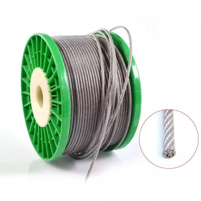 Stainless Steel Wire Rope Metal Cable Rigging PVC Plastic COATED 0.6,1,2,5,-12mm