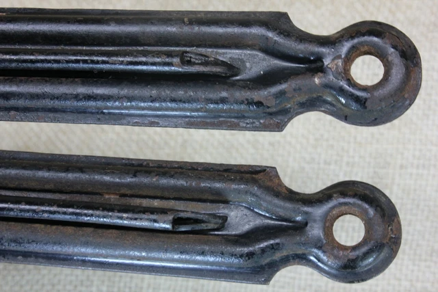 2 Old Shelf Support Brackets 6 X 8" Rustic Black Paint Vintage Industrial Steel 9