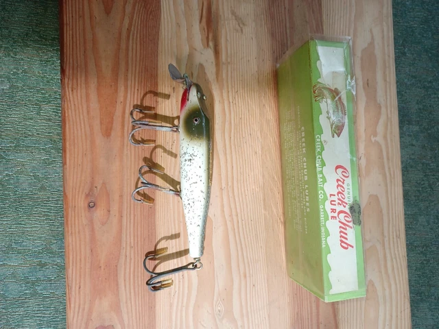 Vtg N/Mint Creek Chub Pikie, Silver Flash, Wood+ Box,5.1/2"Long