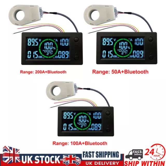 DC0-300V 50A/100A/200A/400A Bluetooth Voltage Current Power Energy Coulomb Meter