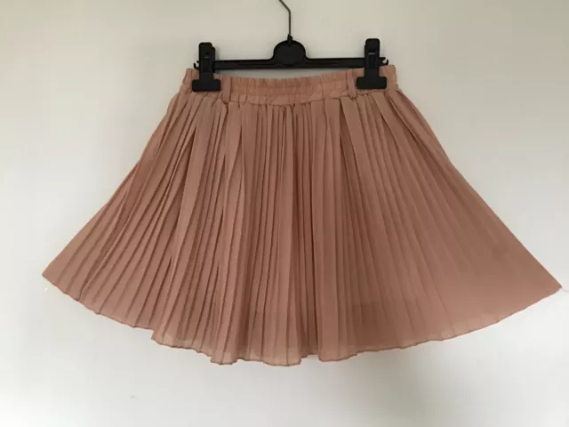 Brand New Blush Pink Pleated Lined Mini Skater Skirt Size Small