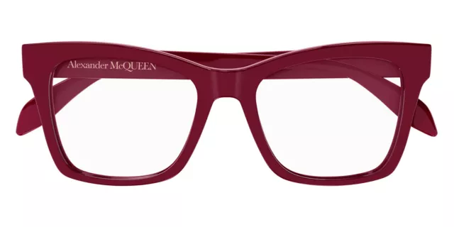 Alexander McQueen AM0388O Eyeglasses Women Red Square 52mm New 100% Authentic