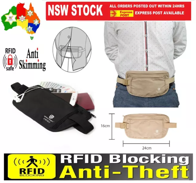 RFID Travel Waist Bum Bag Anti Theft Pouch Belt Passport Holder Safe Strap Sport