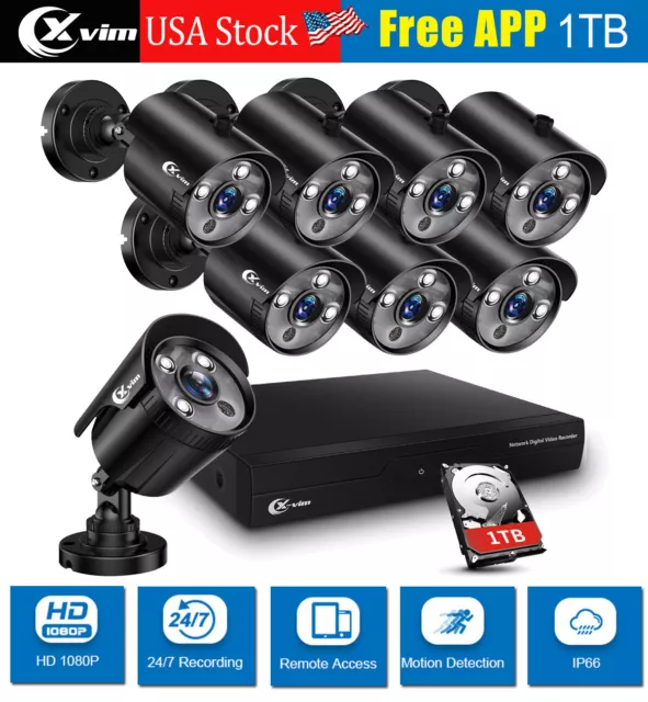 XVIM 8CH 1080P Outdoor Security Camera System CCTV Waterproof Night owl Vision