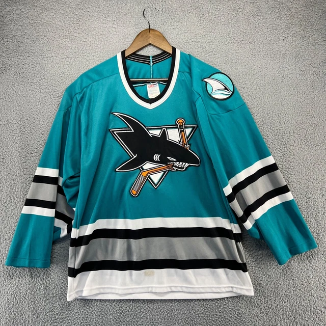 Vintage San Jose Sharks Maska Hockey Jersey Size Medium Blue 90s