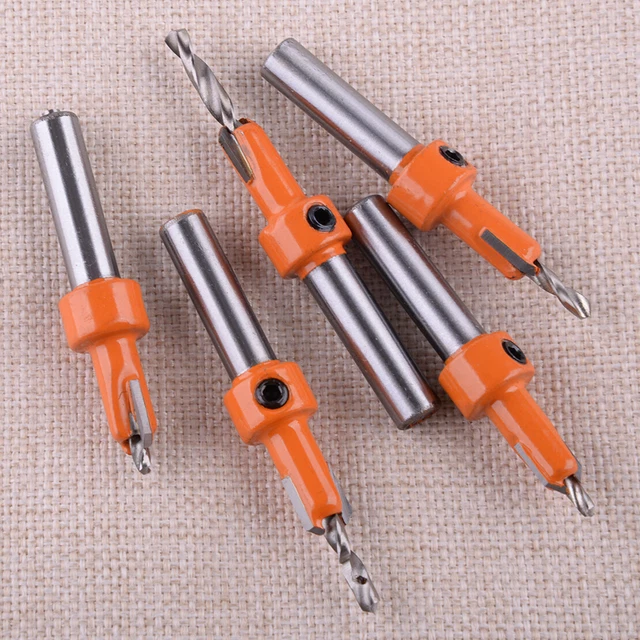5pcs 10mm Countersink Drill Bit Set Screw Woodworking Chamfer Hex Tools