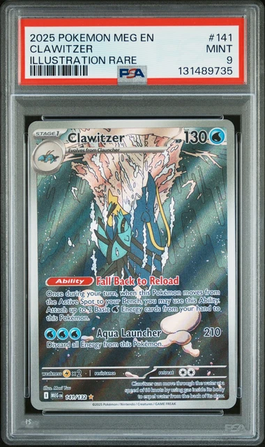 Meg Rarity 2025 POKEMON MEG En-Mega Evolution Illustration Rare #141 Clawitzer Psa ...