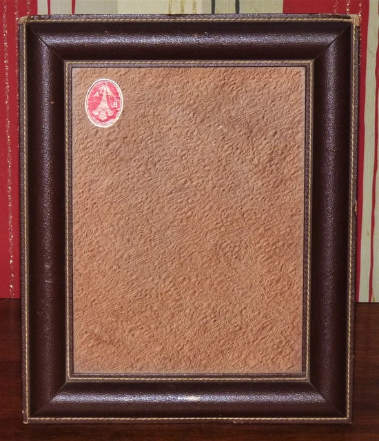ANCIEN GRAND CADRE OVALE SOUS-VERRE MARQUETÉ 59.5cm x 49.5cm pour 50.5