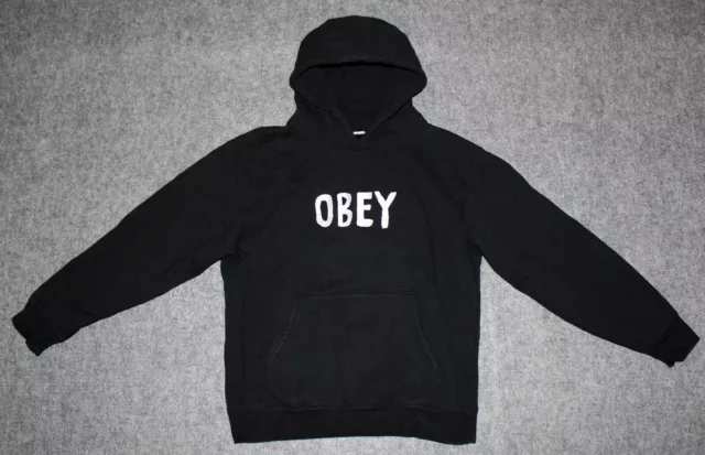 OBEY WOMEN'S PROPAGANDA CLASSIC LOGO HOODIE Embroidered Black sz M Hoodie