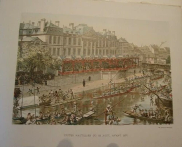 Gravure De Schweitzer De 1894 Strasbourg Joutes Nautiques Du 15 Aout Avant 1870