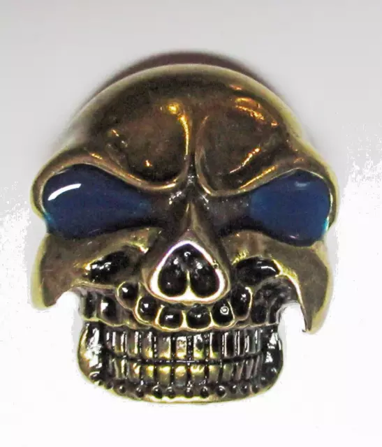 Broche skull tête mort bronze métal coulé pins plaque vis métallique badge