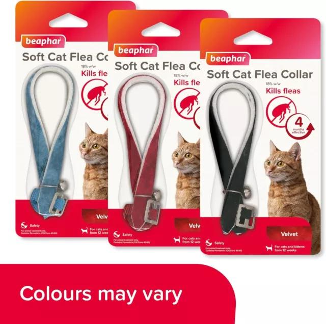 Beaphar Soft Cat Flea Collar (with insecticide) Multi-Colour - Red, Blue, Black.