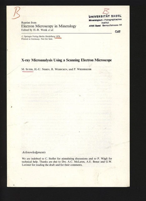X-RAY MICROANALYSIS USING a Scanning Electron Microscope. Reprint from ...