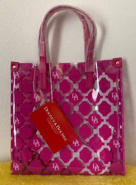 Dooney & Bourke DB Logo Clear HOT PINK Sanibel Small Lunch Tote HandBag New