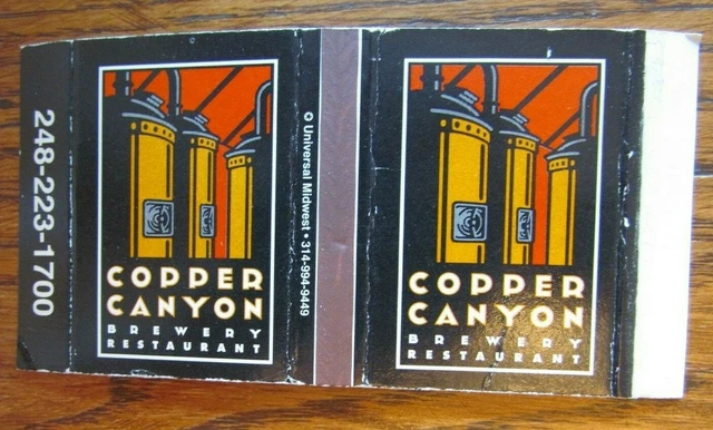 Copper Canyon Brewery Brew Pub (Southfield, Michigan) Beer Matchbook Matchbox F1