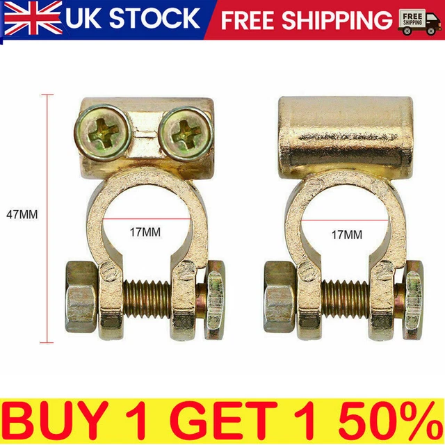 2Pcs Positive & Negative Car Battery Terminals Connectors Post Clamps Van Truck
