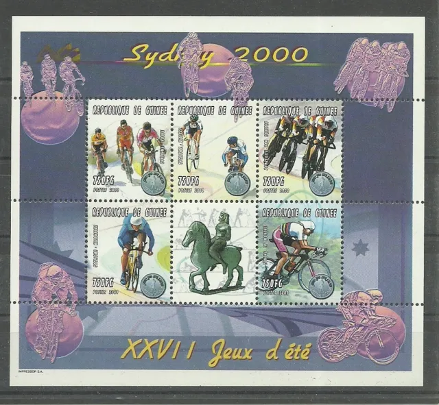 h907  OLYMPIA 2000-Radfahren/ Guinea MiNr 2839/43 ** Kleinbogen