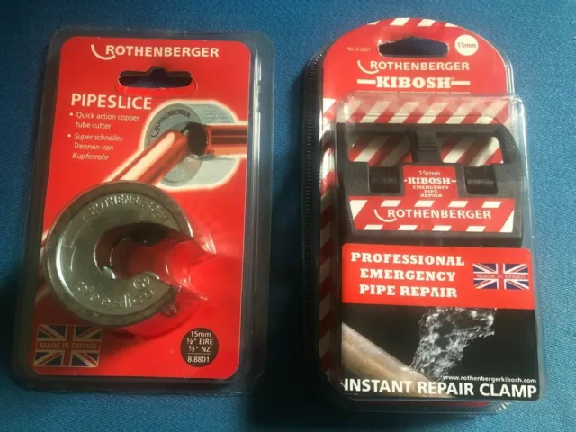 Rothenberger 88801 Pipeslice 15mm Copper Pipe Slice Cutter and kibosh repair