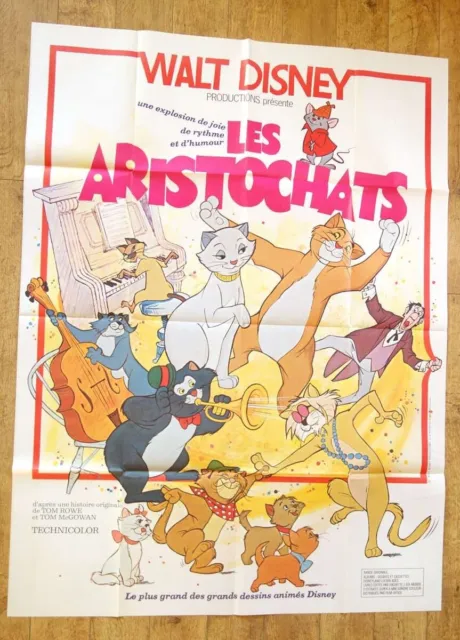 THE ARISTOCATS walt disney cats original LARGE french movie poster R70s