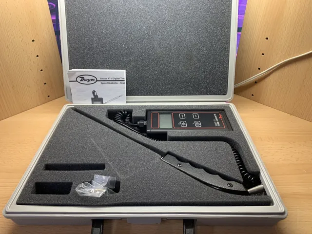 TESTED Dwyer Series 471 Digital Thermo-Anemometer w Case (FREE S&H)!