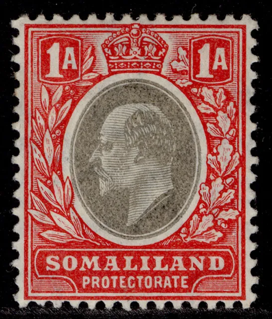 SOMALILAND PROTECTORATE EDVII SG33, 1a grey-black & red, LH MINT. Cat £19.