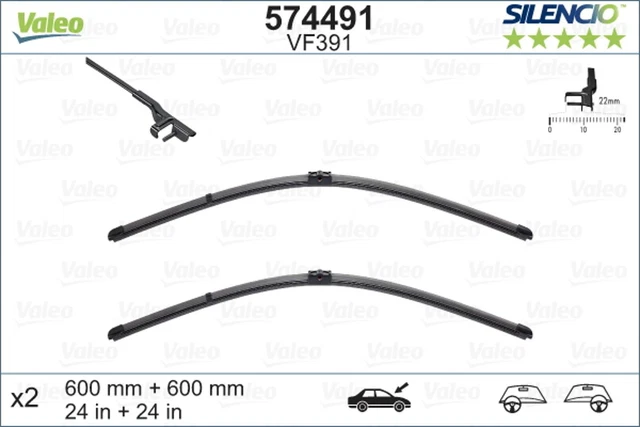 Wischblatt Scheibenwischer SILENCIO FLAT BLADE SET VALEO 574491 für MERCEDES 600
