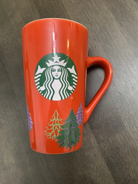Starbucks Red Holiday Christmas Cup 2020 Tall Ceramic Mug 16oz. Christmas Trees