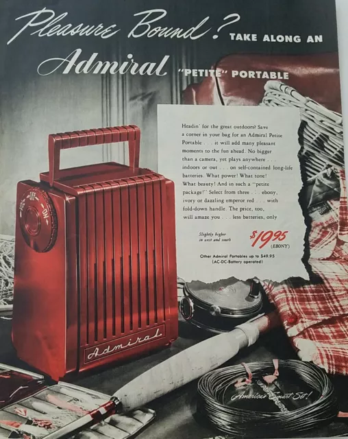 1948 RED ADMIRAL Petit portable radio vintage music ad $9.99 - PicClick