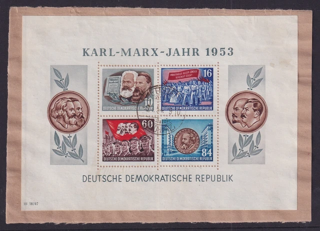 DDR 1953 Karl-Marx-Block Mi.-Nr. Block 9 A auf Briefstück