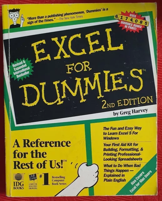 Excel For Dummies 2nd Edition - Greg Harvey Paperback. Ref00123