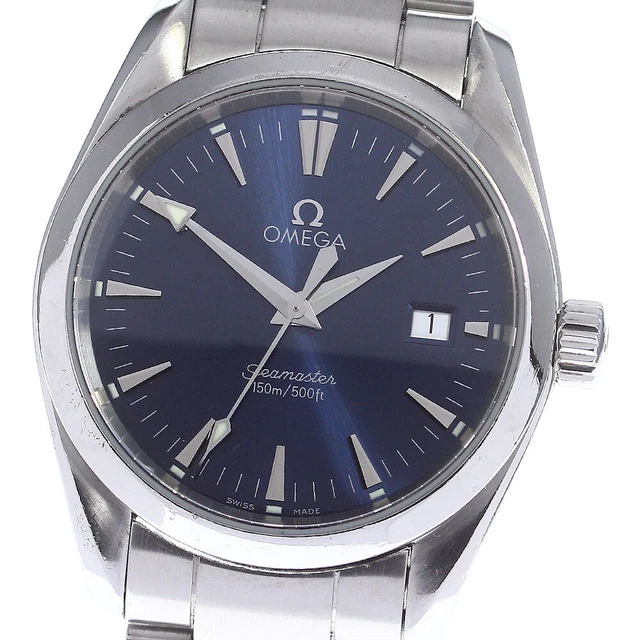 OMEGA Seamaster Aqua Terra 2518,80 Data Quadrante Navy Quarzo Orologio da Ragazzo_741001