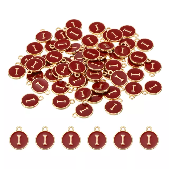 Letter Charm I, 60Pcs Double Sided Alphabet Initial Charm Pendants Beads Red