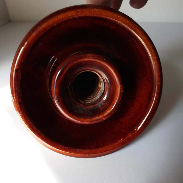 Vintage Large Pinco 63 High Voltage Insulator Ceramic Porcelain Brown 5