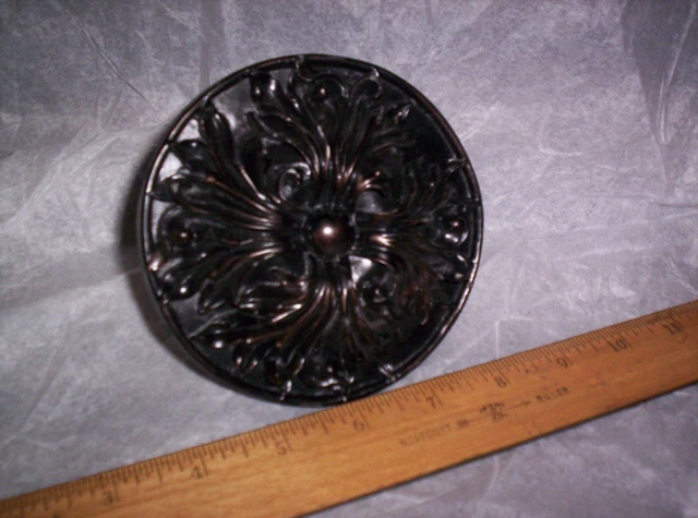 CURTAIN TIEBACK 4.5" MEDALLION DRAPES SCARF HOLDER. Dark BRONZE Wall mounted
