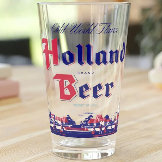 Holland Beer Pint Glass, Maier Brewing, Los Angeles CA, Netherlands