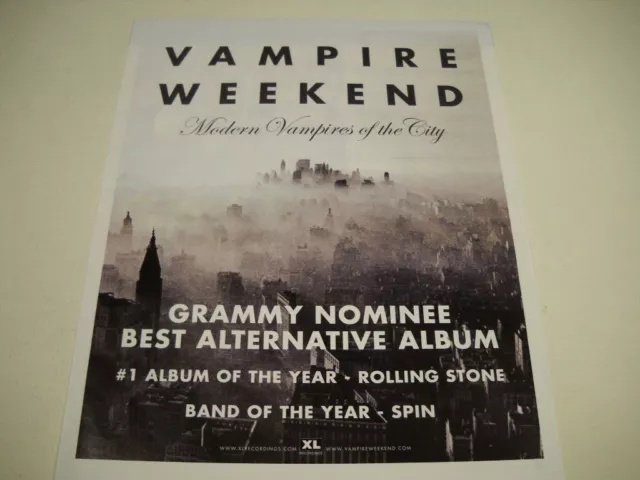 VAMPIRE WEEKEND Grammy Nominated MODERN VAMPIRES OF CITY 2013 Promo Poster Ad