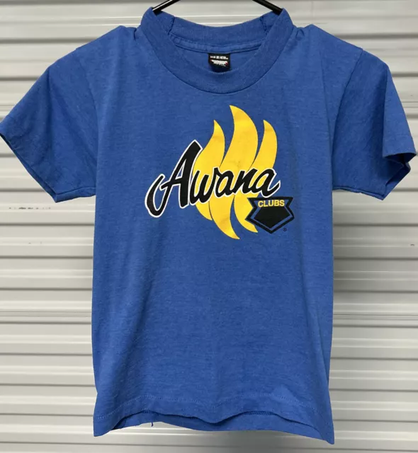 Youth VTG Single Stitch Sreen Stars Best AWANA CLUBS T-Shirt sz L 14-16 USA MADE