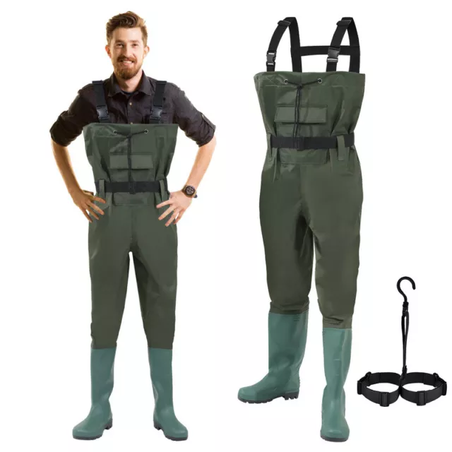 Wathose Neopren Anglerhose Seestiefel mit Haken Küstenangler Teichhose 42-47