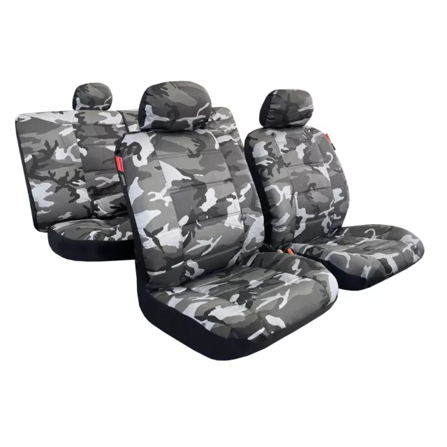 For Ford F150 2009-ON Crew Cab Car Seat covers Full Set Gray Camo Canvas 9PCS