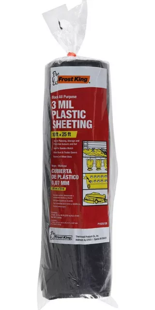 Plastic Sheeting Roll 10 X 25 Ft Black 3 Mil Drop Cloth Duty Polyethylene Cover
