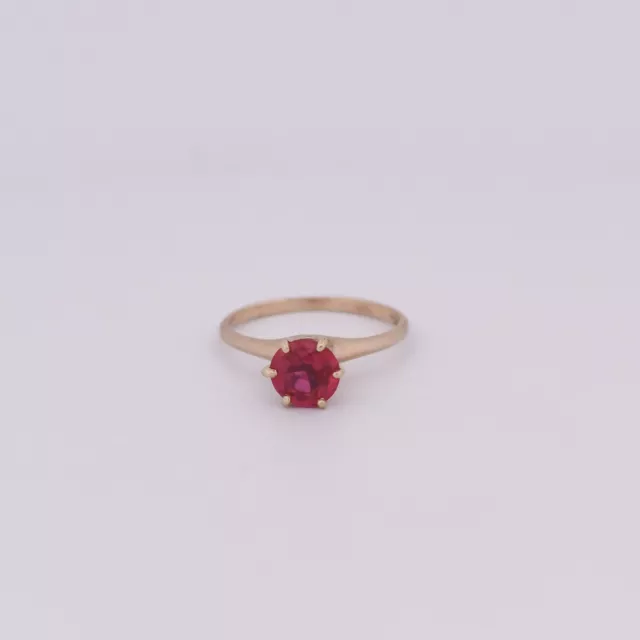 Vintage Red Glass Solitaire Ring - R-723RF-G75 2