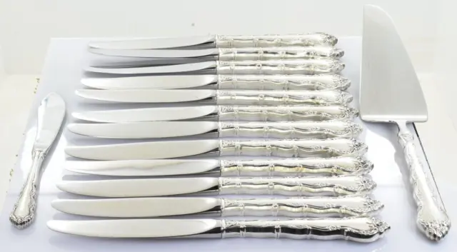 Wallace Feliciana Modern Hollow Knife Set of 12 Sterling Silver 9" Plus Extras