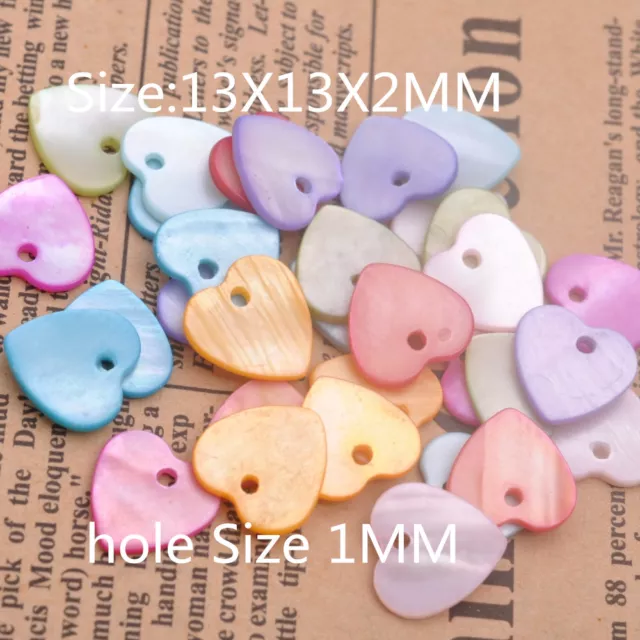 Wholesale 50PCS Flat Shell Charm Beads Heart-Shaped Handmade Jewelry Findings