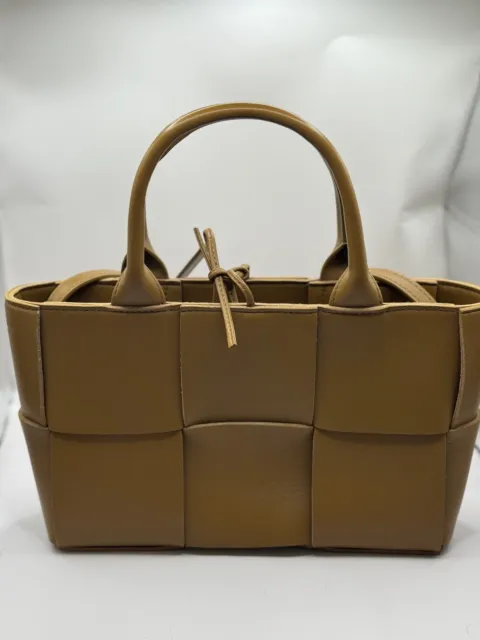 Bottega Veneta Maple Intrecciato Woven Nappa Leather Mini Arco Tote Bag