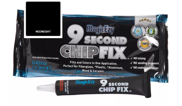 MagicEzy 9 Second Chip Fix: (MIDNIGHT) Fiberglass Repair for Damaged Gelcoat