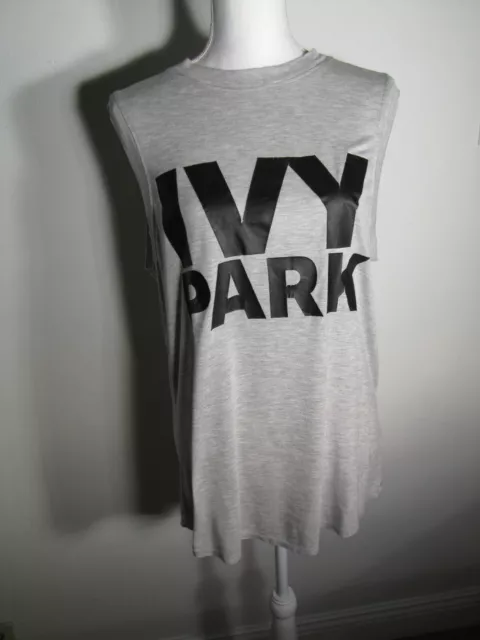 Ivy Park Women's Size Medium Grey Heather Black Logo Sleeveless Tank Top