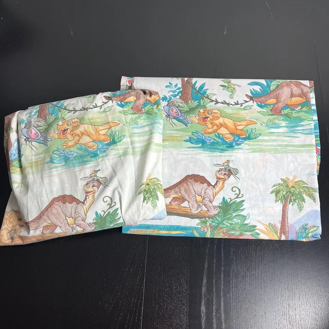 VINTAGE 80S THE Land Before Time Twin Flat & Fitted Bed Sheets JCPenney