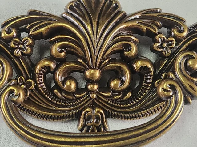 10 Vintage Ornate Antique Brass 4" Long Drawer Pulls Swing Handle