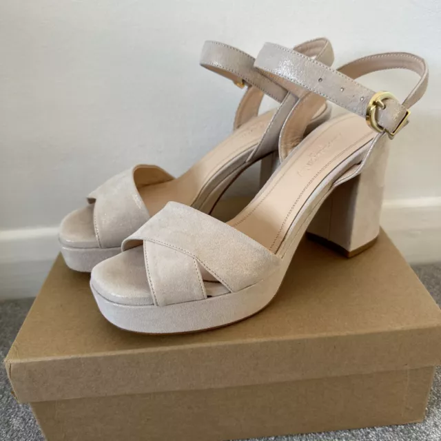RUSSELL BROMLEY Topform Burma Platinum Metallic Platform Sandal