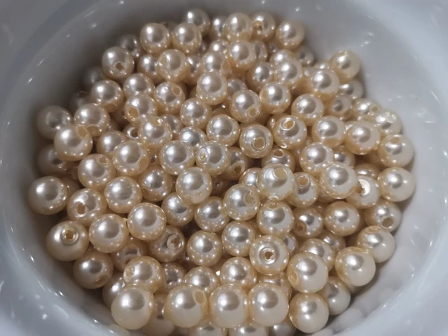 400pcs 8mm Acrylic Faux Simulate Pearl Round Spacer Beads CHAMPAGNE IVORY X31